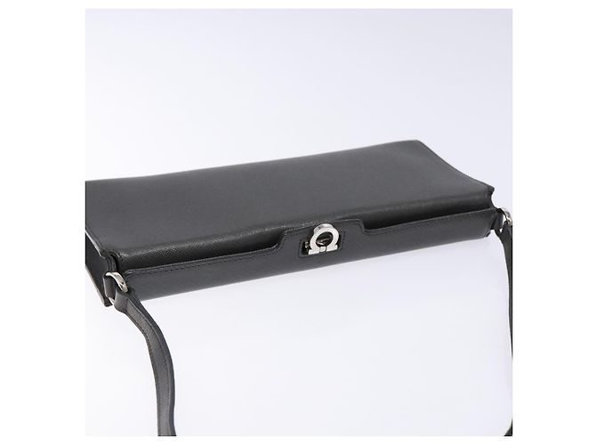 Borsa a Spalla Gancini in Pelle Grigia Argento Auth BA4441 di Salvatore Ferragamo - vista 6