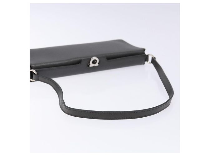 Borsa a Spalla Gancini in Pelle Grigia Argento Auth BA4441 di Salvatore Ferragamo - vista 7