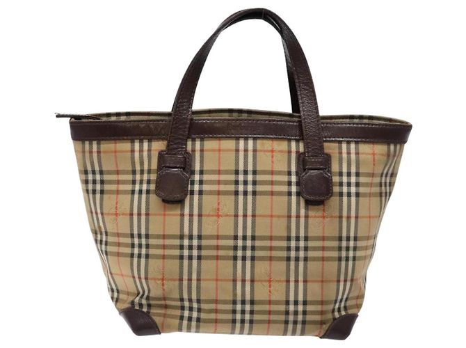 Autre Marque Burberrys Nova Check Handtasche aus Canvas Beige Silber Authentisch BA4286 - Ansicht 13