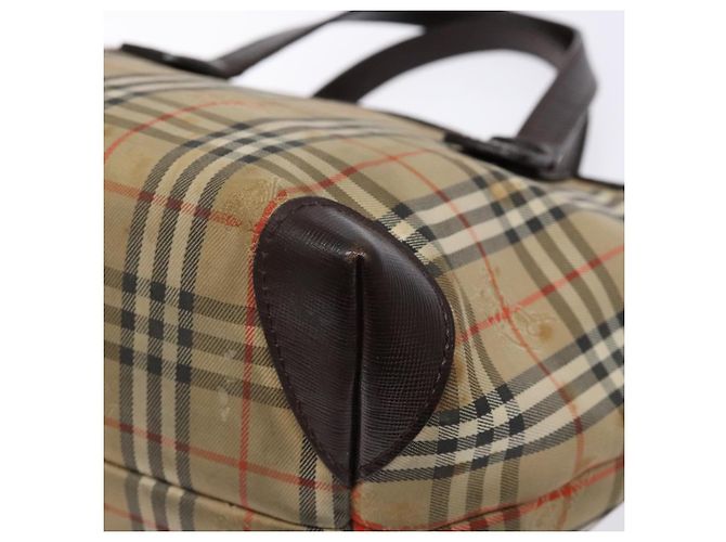 Autre Marque Burberrys Nova Check Handtasche aus Canvas Beige Silber Authentisch BA4286 - Ansicht 15