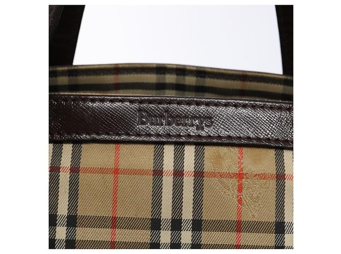 Autre Marque Burberrys Nova Check Handtasche aus Canvas Beige Silber Authentisch BA4286 - Ansicht 17