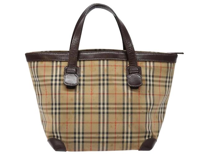 Autre Marque Burberrys Nova Check Handtasche aus Canvas Beige Silber Authentisch BA4286 - Ansicht 2