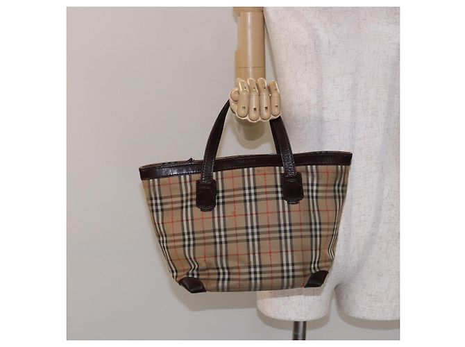 Autre Marque Burberrys Nova Check Handtasche aus Canvas Beige Silber Authentisch BA4286 - Ansicht 23