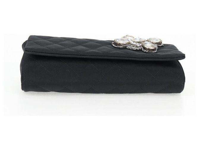 CHANEL Borsa a Spalla Matelassé in Nylon Nera con Catena CC Auth 129738V Nero - vista 5