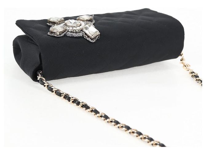 CHANEL Borsa a Spalla Matelassé in Nylon Nera con Catena CC Auth 129738V Nero - vista 6