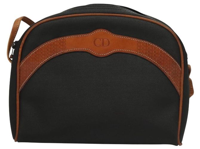Borsa a Spalla Christian Dior in Pelle PVC Nera e Marrone Auth BA4478 Nero - vista 13