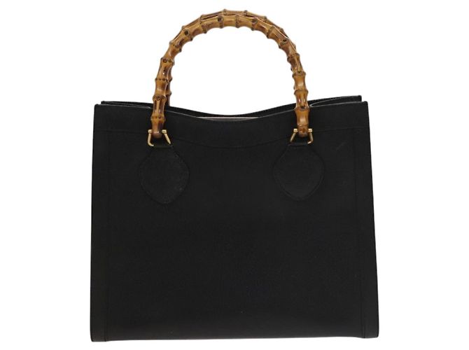 Bolsa de mão em couro Gucci Bamboo preta e dourada 002 1095 0260 Auth ep10062 Preto Dourado - vista 13