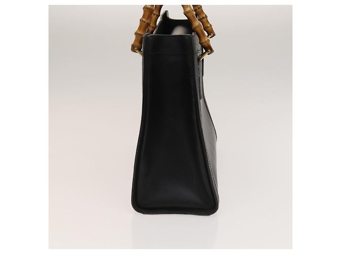 Bolsa de mão em couro Gucci Bamboo preta e dourada 002 1095 0260 Auth ep10062 Preto Dourado - vista 3