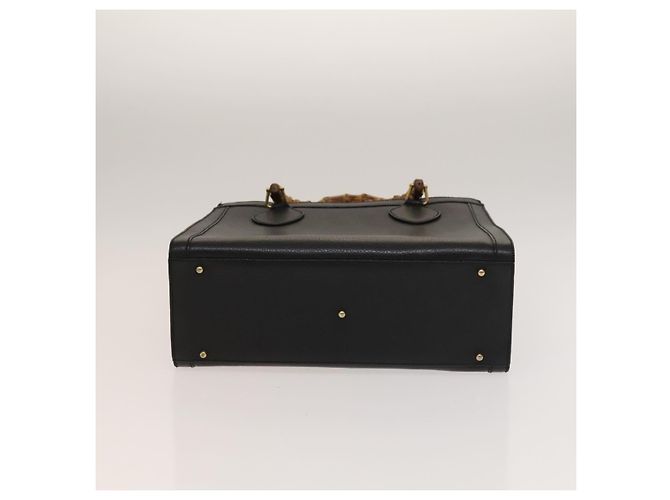 Bolsa de mão em couro Gucci Bamboo preta e dourada 002 1095 0260 Auth ep10062 Preto Dourado - vista 5