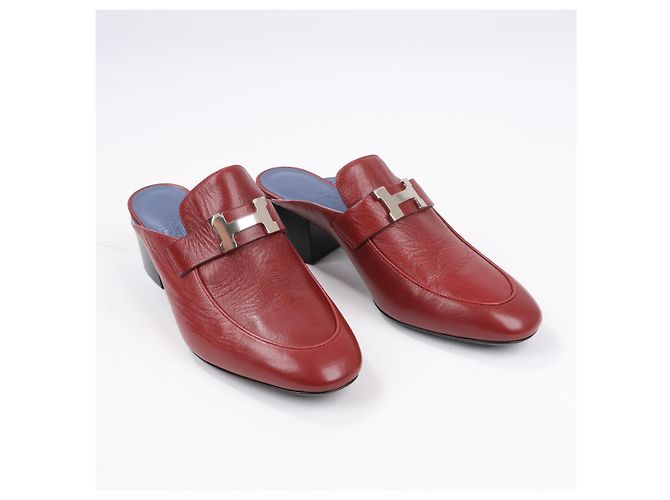 Mule de cuero Constance Hermès Paradis en burdeos, talla 37,5 EU - vista 2