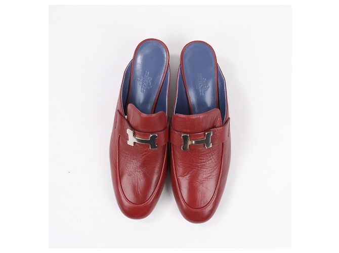 Mule de cuero Constance Hermès Paradis en burdeos, talla 37,5 EU - vista 6