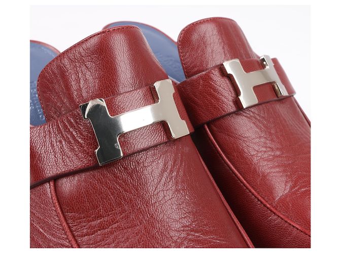 Mule de cuero Constance Hermès Paradis en burdeos, talla 37,5 EU - vista 7