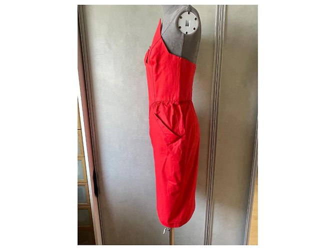 Vestido Thierry Mugler Rojo de Algodón con Corsé Roja - vista 5