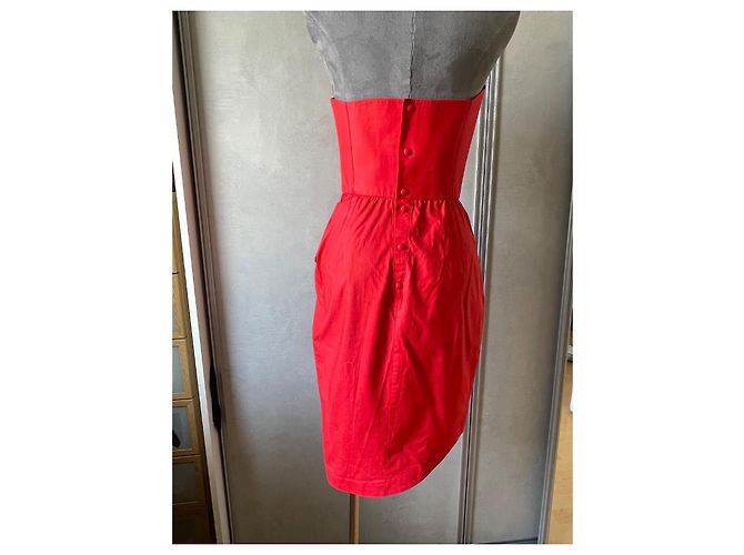 Vestido Thierry Mugler Rojo de Algodón con Corsé Roja - vista 6