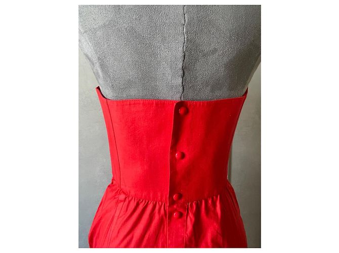 Vestido Thierry Mugler Rojo de Algodón con Corsé Roja - vista 7