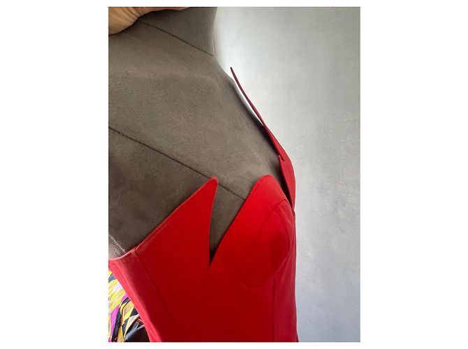 Vestido Thierry Mugler Rojo de Algodón con Corsé Roja - vista 8