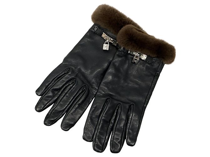 Guanti Hermès Kelly per donne Marrone Nero - vista 2