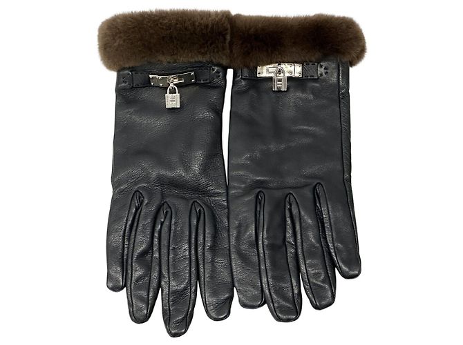 Guanti Hermès Kelly per donne Marrone Nero - vista 3