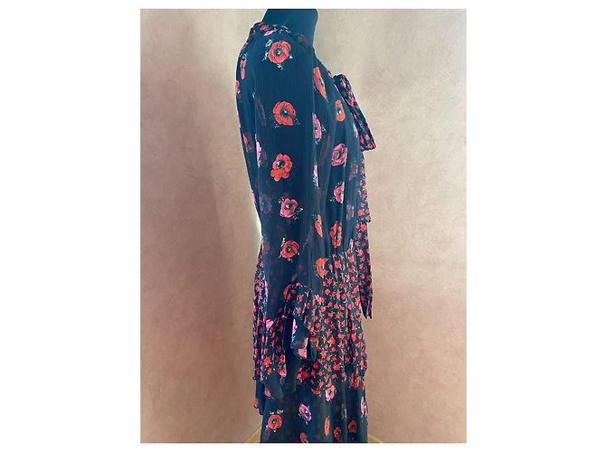 The Kooples Schwarzes Seidenkleid mit Blumenmuster - Ansicht 11