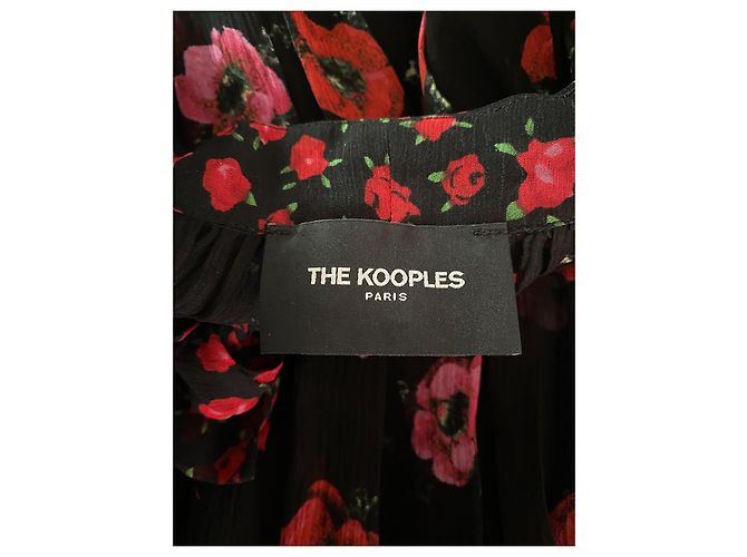 The Kooples Schwarzes Seidenkleid mit Blumenmuster - Ansicht 13