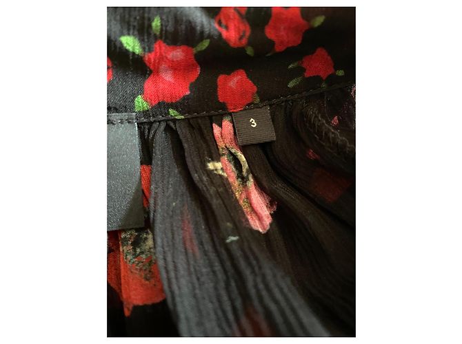 The Kooples Schwarzes Seidenkleid mit Blumenmuster - Ansicht 15