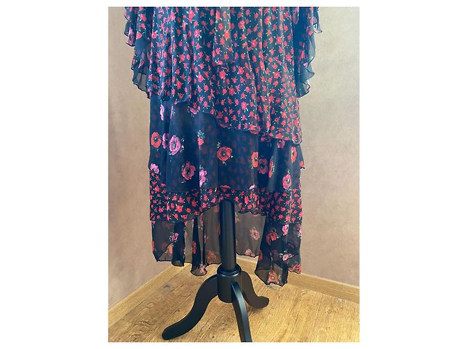 The Kooples Schwarzes Seidenkleid mit Blumenmuster - Ansicht 4