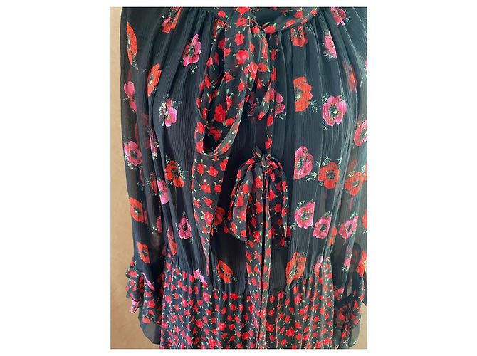 The Kooples Schwarzes Seidenkleid mit Blumenmuster - Ansicht 5