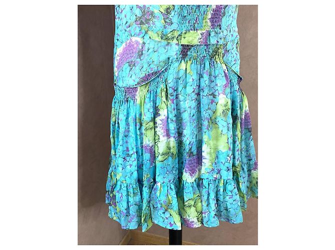 Roberto Cavalli Sommerkleid aus blauer Seide mit Blumenmuster - Ansicht 3