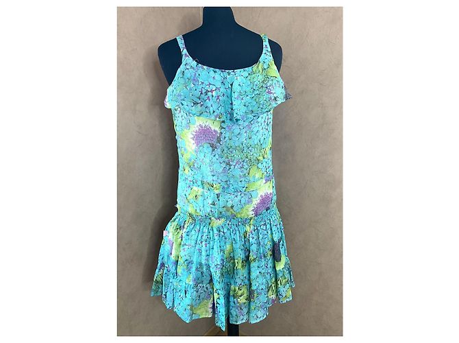 Roberto Cavalli Sommerkleid aus blauer Seide mit Blumenmuster - Ansicht 4