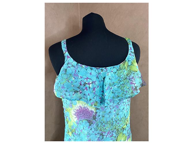 Roberto Cavalli Sommerkleid aus blauer Seide mit Blumenmuster - Ansicht 5