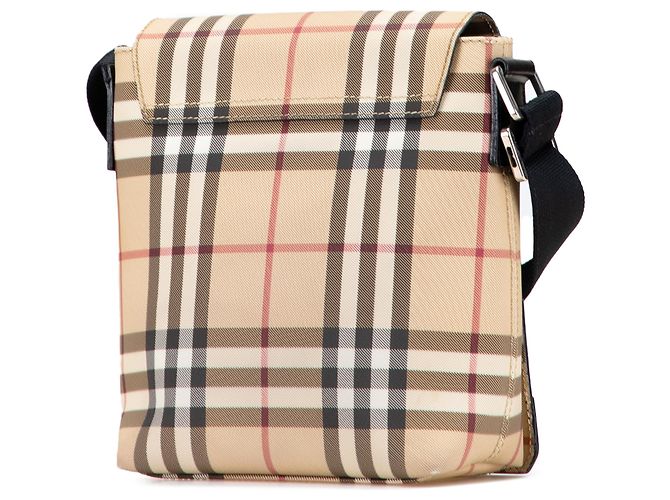 Borsa a tracolla in tela con motivo check marrone Burberry Beige - vista 2