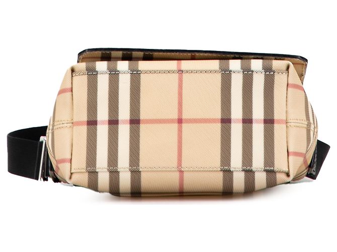 Borsa a tracolla in tela con motivo check marrone Burberry Beige - vista 3