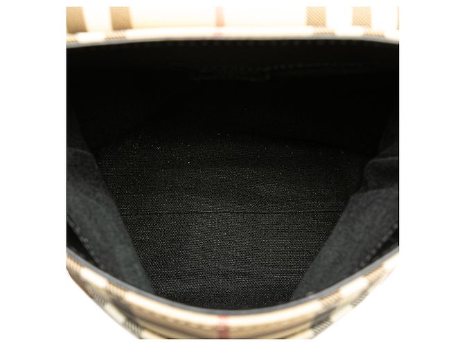 Borsa a tracolla in tela con motivo check marrone Burberry Beige - vista 4