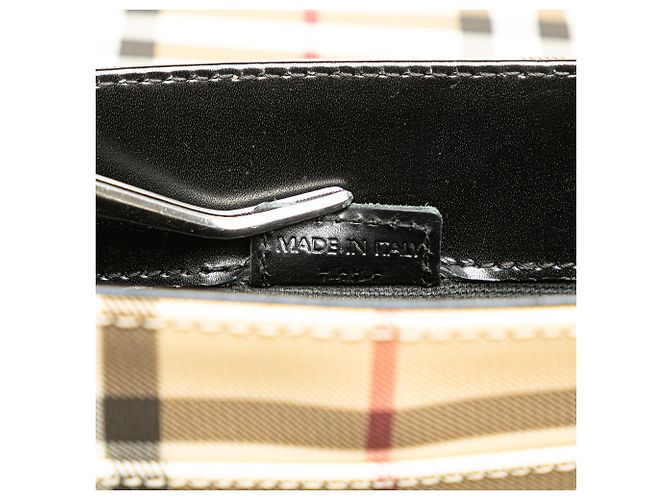 Borsa a tracolla in tela con motivo check marrone Burberry Beige - vista 6