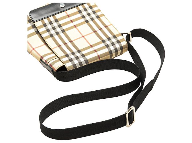 Borsa a tracolla in tela con motivo check marrone Burberry Beige - vista 9