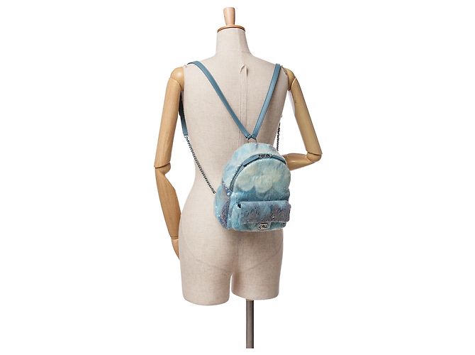 Chanel Blue Mini Sequins and Lambskin Waterfall Backpack Light blue - view 12