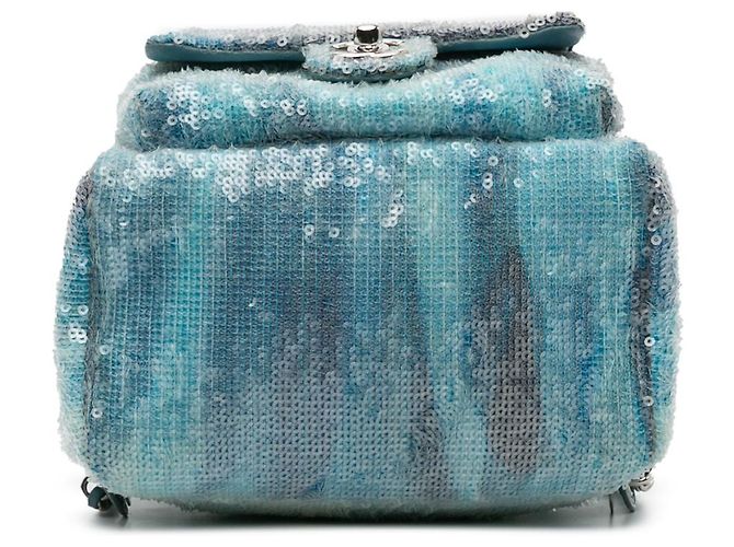 Chanel Blue Mini Sequins and Lambskin Waterfall Backpack Light blue - view 3