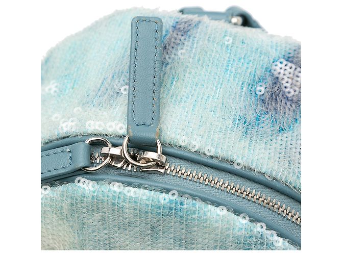Chanel Blue Mini Sequins and Lambskin Waterfall Backpack Light blue - view 9