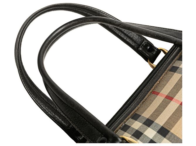 Borsa Boston Burberry in tela beige Haymarket Check - vista 10