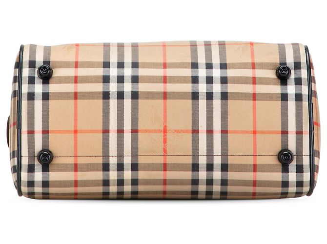 Borsa Boston Burberry in tela beige Haymarket Check - vista 3