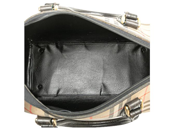 Borsa Boston Burberry in tela beige Haymarket Check - vista 4