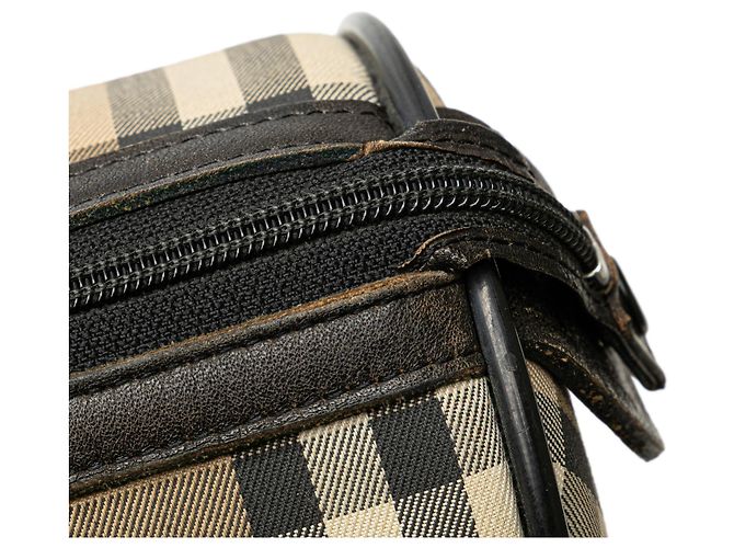Borsa Boston Burberry in tela beige Haymarket Check - vista 8