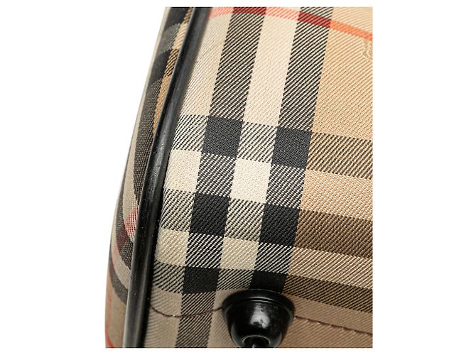 Borsa Boston Burberry in tela beige Haymarket Check - vista 9