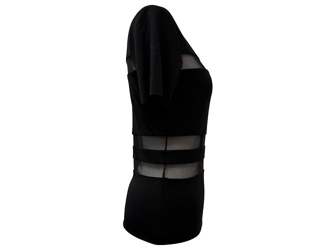 Camiseta de rayón negro con acentos de malla T Alexander Wang - vista 2
