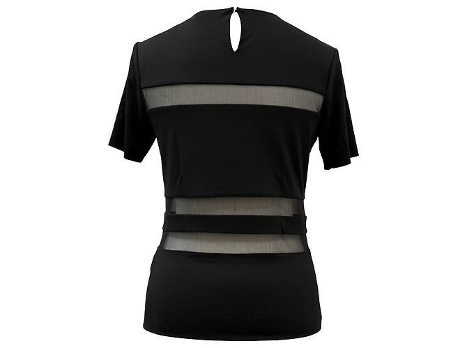 Camiseta de rayón negro con acentos de malla T Alexander Wang - vista 3