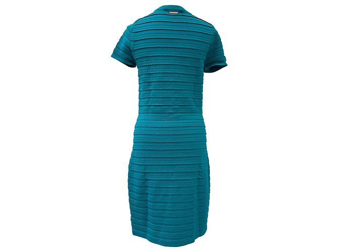 Vestido Mini de Rayas con Volantes en Viscosa Turquesa de Michael Kors - vista 3
