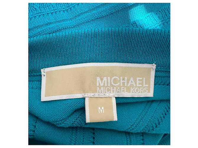 Vestido Mini de Rayas con Volantes en Viscosa Turquesa de Michael Kors - vista 5