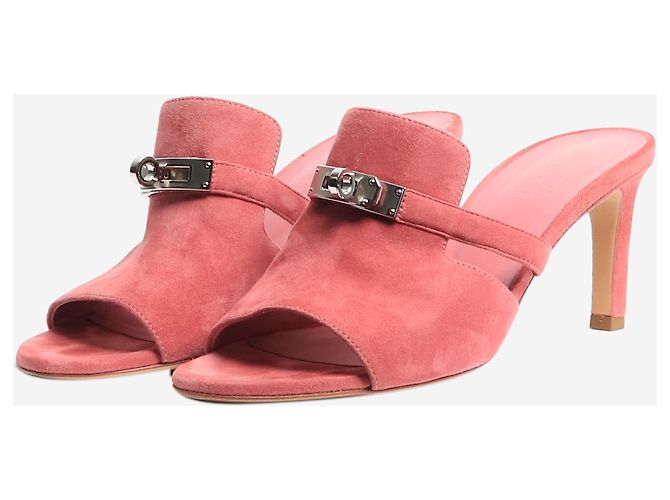 Hermès Sandali Kelly in suede rosa - taglia EU 38 - vista 2