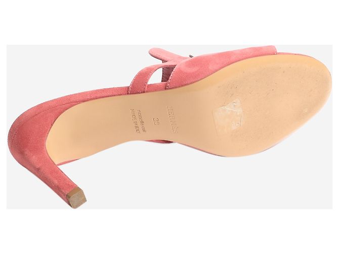 Hermès Sandali Kelly in suede rosa - taglia EU 38 - vista 5
