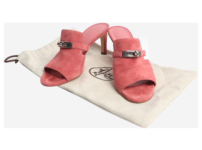 Hermès Sandali Kelly in suede rosa - taglia EU 38 - vista 6